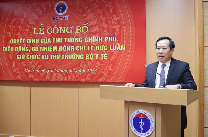 Tân Thứ trưởng Lê Đức Luận phát biểu tại buổi lễ nhận nhiệm vụ Thứ trưởng Bộ Y tế