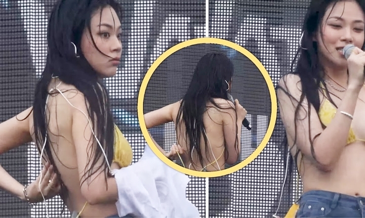 Nữ ca sĩ Bibi từng lên top 1 tìm kiếm, gây bão mạng xã hội khi gặp sự cố trang phục trong một buổi diễn tại Water Bomb - lễ hội bom nước lớn nhất Hàn Quốc.&nbsp;
