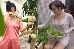 Huyền Anh, cô gái hot nhất nhì Phú Yên diện trang phục nữ tính ra vườn