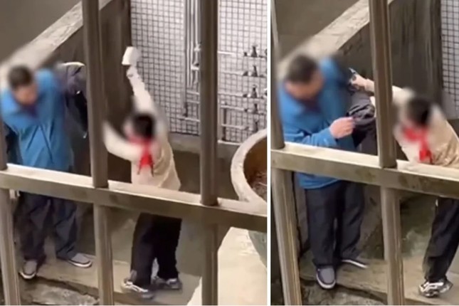 Hình ảnh cậu bé cầm dao dọa bố trong video được lan truyền trên mạng xã hội Trung Quốc