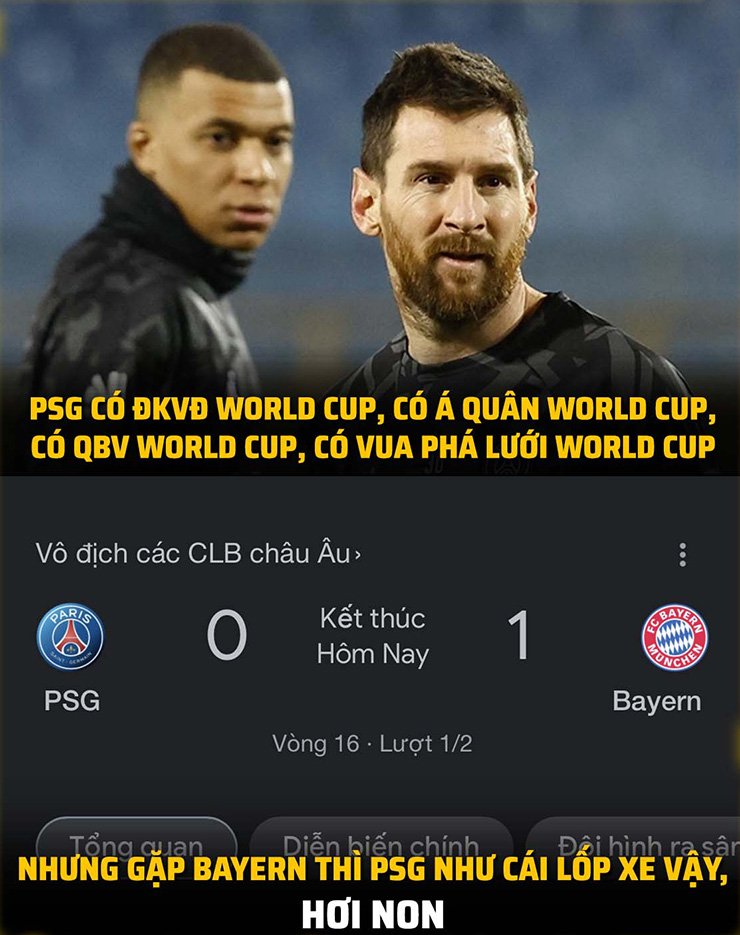 PSG thất thủ trước Bayern ngay trên sân nhà ở lượt đi vòng 1/8 cúp C1.