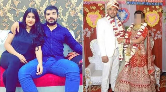 Sahil và Nikki (ảnh trái) và Sahil cùng cô dâu trong đám cưới của mình (ảnh phải).