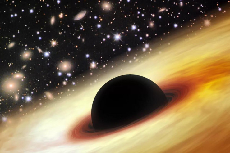 Ảnh đồ họa mô tả một lỗ đen quái vật - Ảnh: SHANGHAI ASTRONOMICAL OBSERVATORY