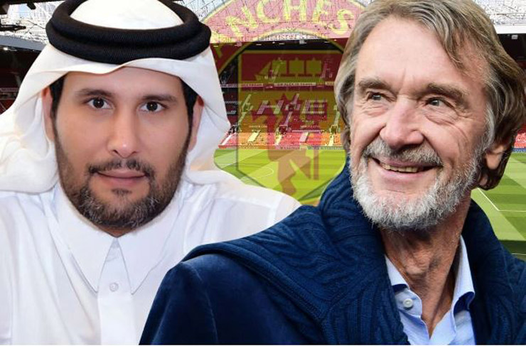 Sheikh Jassim Bin Hamad Al Thani (trái) đấu Sir Jim Ratcliffe tranh quyền mua MU