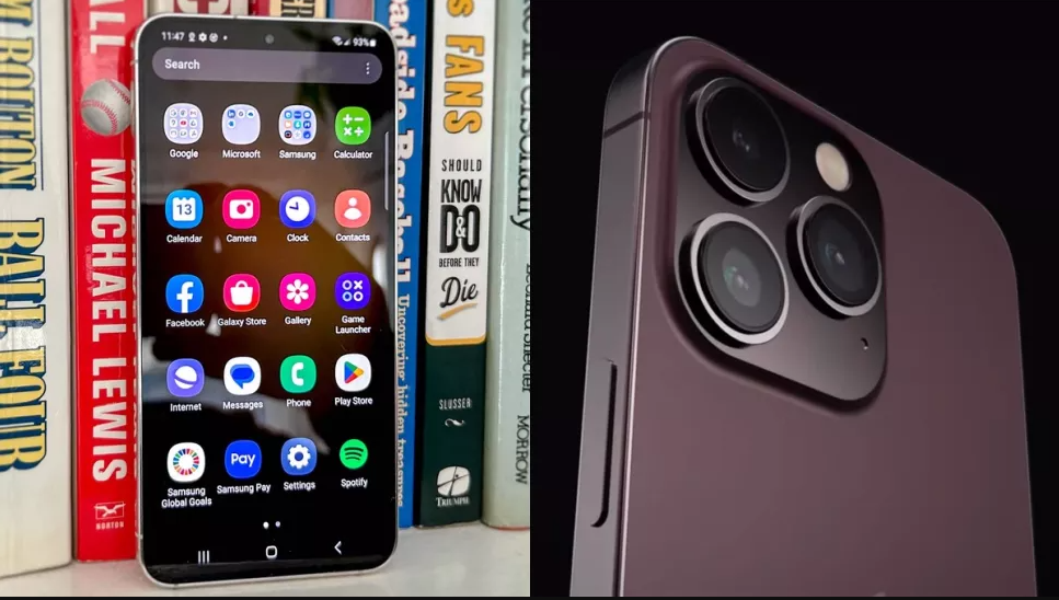Galaxy S23+ (trái) và iPhone 14 Pro (phải).