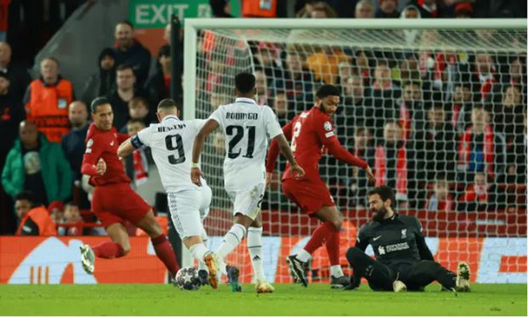 Liverpool thua ngược Real Madrid 2-5 ở Anfield dù đã sớm dẫn trước đối thủ này 2 bàn