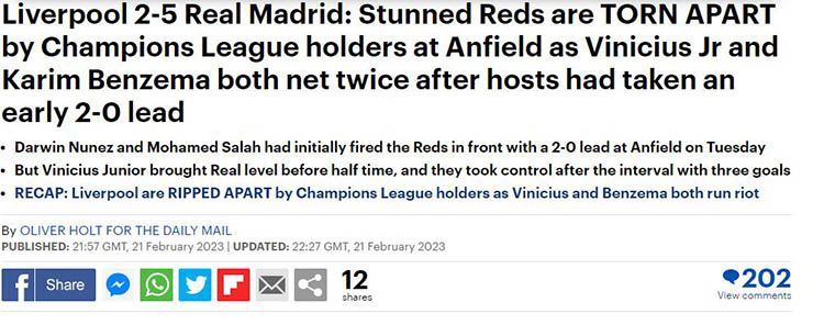 Liverpool đại bại trước Real Madrid: Báo Anh choáng nặng, ngả mũ với Benzema - 2