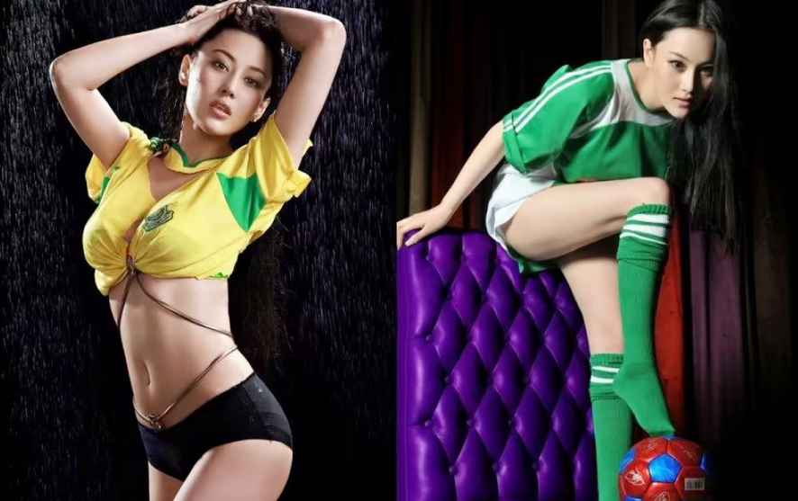 Trương Hinh Dư được biết đến là "nữ thần World Cup" qua bộ ảnh cổ&nbsp;vũ bóng đá.