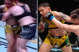 Thể thao - Đả nữ UFC đang thi đấu thì "tuột áo", lộ "vòng 1" nên chịu thua sớm