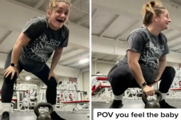 Bạn trẻ - Cuộc sống - Mẹ bầu vượt mặt gặp "sự cố" khi tập gym khiến dân mạng “hết hồn”