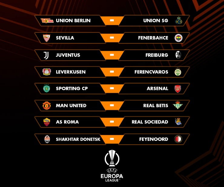 Các cặp đấu của&nbsp;vòng 1/8 Europa League