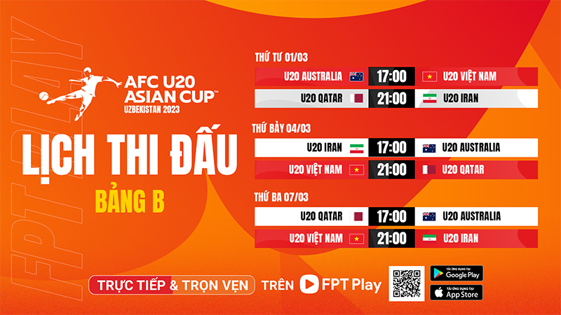 Lịch thi đấu của U20 Việt Nam tại Cúp bóng đá U20 châu Á 2023