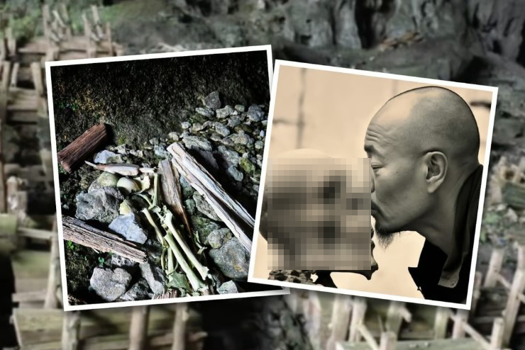 Chen khai với cảnh sát là đã hôn một chiếc đầu lâu trong khu mộ. Ảnh minh họa: SCMP