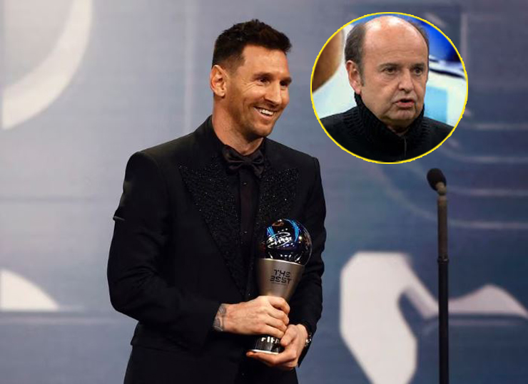 Lionel Messi ẵm giải "Cầu thủ xuất sắc nhất năm 2022" ở gala FIFA The Best khiến nhà báo Juanma Rodriguez (ảnh nhỏ) bất mãn