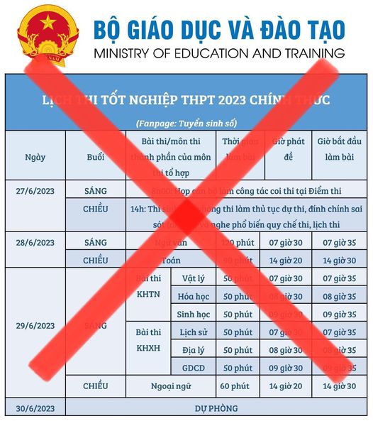 Mạo danh Bộ GD-ĐT công bố lịch thi chi tiết tốt nghiệp THPT năm 2023 - 1