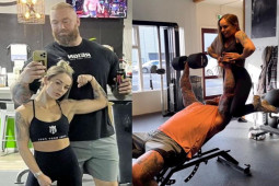 Thể thao - Cặp đôi cộc lệch thể thao: "Thần Thor" 2m06 dùng 1 tay nhấc bổng vợ