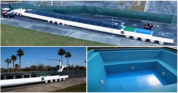 Xe ô tô dài nhất thế giới với 26 bánh, có bể bơi và sân đậu trực thăng - 5