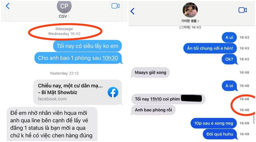 Nam MC tung bằng chứng cho thấy đã đặt suất chiếu 23h10