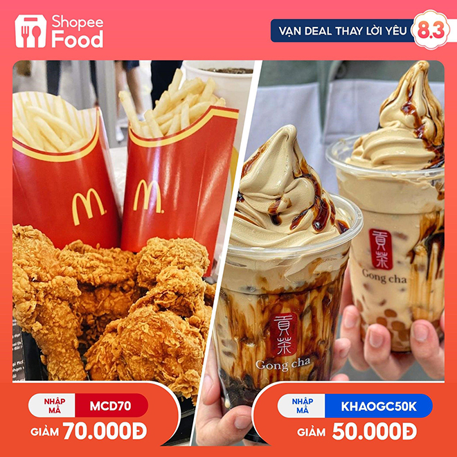 Đồng thời, Highlands Coffee cũng khao deal 5 món giá 1 đồng, áp dụng cho hóa đơn 99.000 đồng, Trà sữa Gong Cha tặng mã KHAOGC50K giảm 50% cho đơn từ 80.000 đồng từ nay đến hết tháng 3 cho “hội hảo ngọt” tha hồ uống thỏa thích (*)