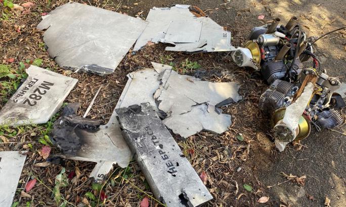 Mảnh vỡ UAV với dòng chữ Geran-2 của Nga, bị bắn hạ tại Kharkov, Ukraine, tháng 10-2022. Ảnh: Reuters