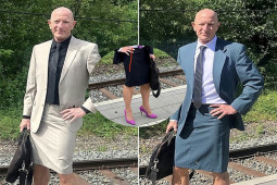 Bạn trẻ - Cuộc sống - Ông bố 3 con thích đi giày cao gót và mặc váy đến công sở