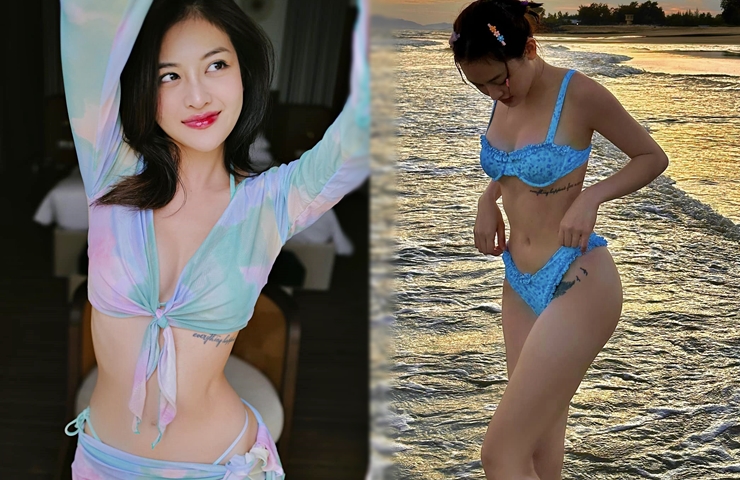 Người đẹp Hà thành diện bikini, khoe trọn vóc dáng 'vạn người mê'.
