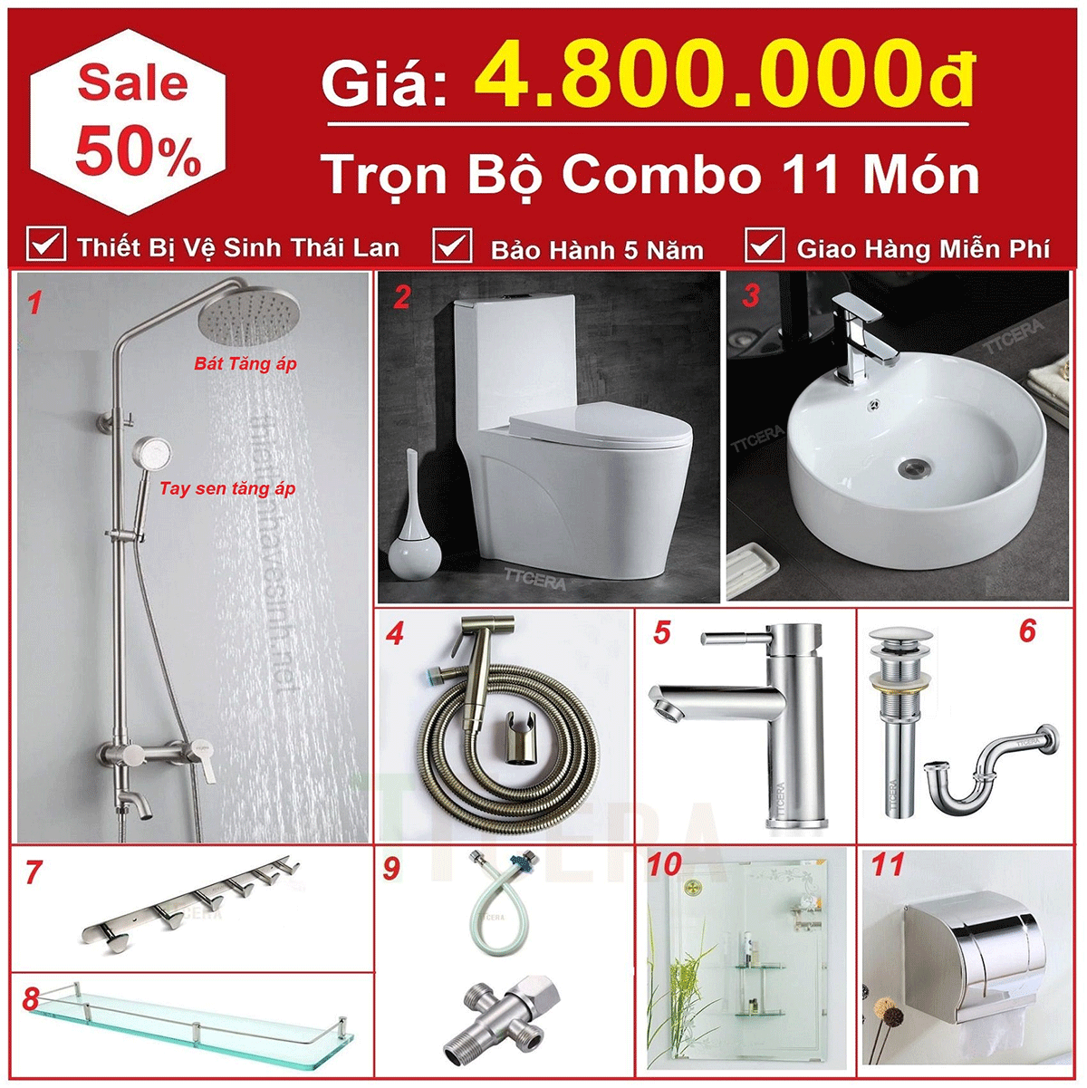 Tháng khuyến mãi, cơ hội cuối cùng săn combo nhà vệ sinh thương hiệu Thái Lan TTcera giảm tới 50% - 1