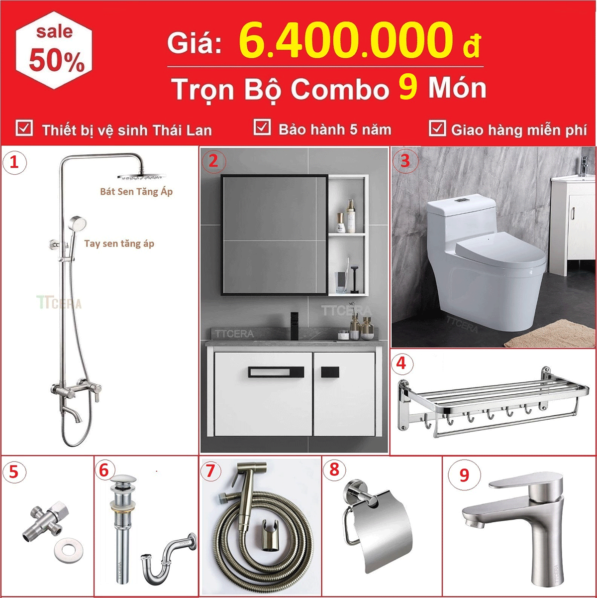 Tháng khuyến mãi, cơ hội cuối cùng săn combo nhà vệ sinh thương hiệu Thái Lan TTcera giảm tới 50% - 3