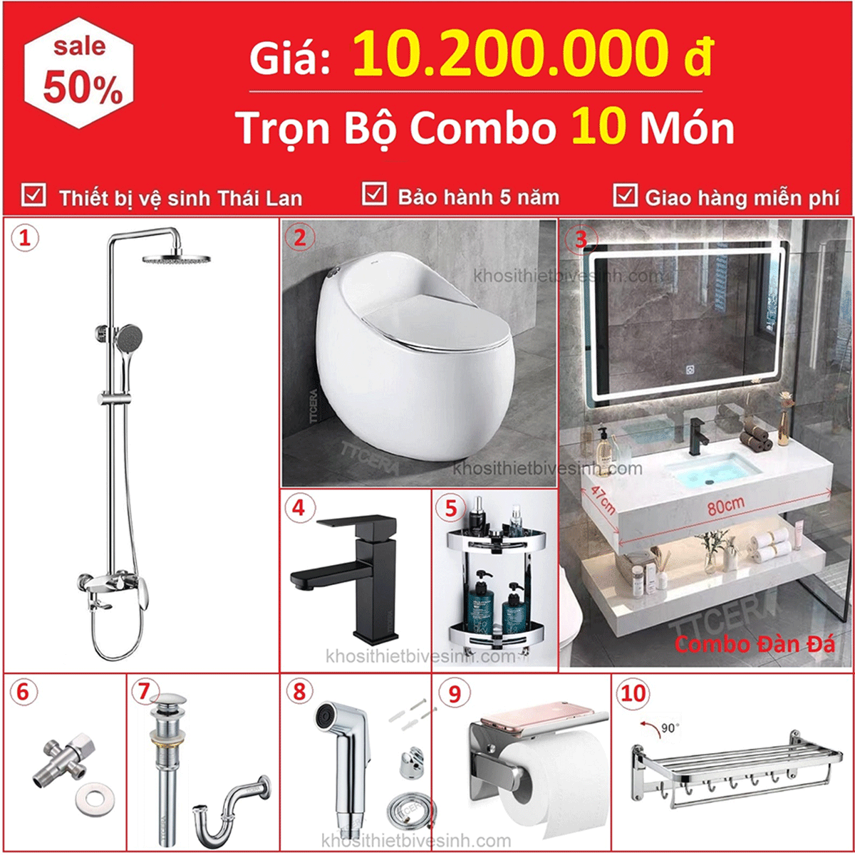 Tháng khuyến mãi, cơ hội cuối cùng săn combo nhà vệ sinh thương hiệu Thái Lan TTcera giảm tới 50% - 5