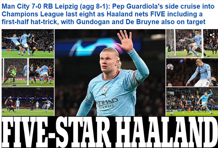 Tờ Daily Mail ca ngợi màn trình diễn của thầy trò Pep Guardiola