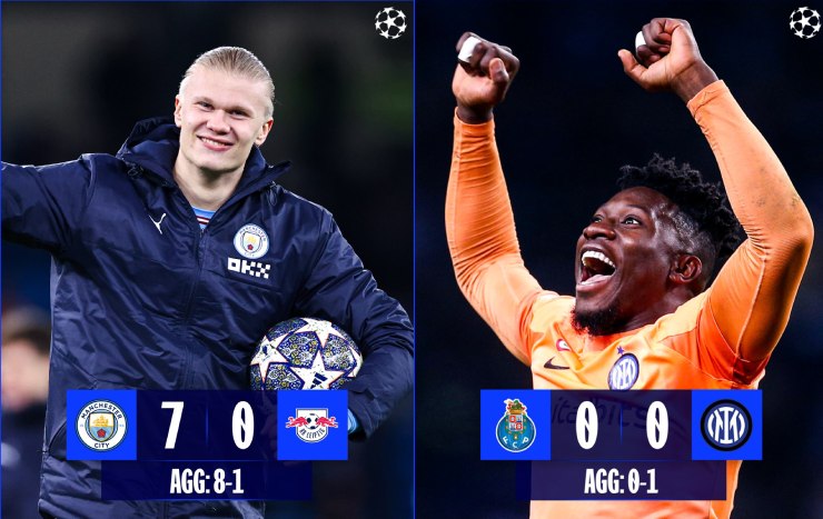 Man City, Inter Milan là những cái tên tiếp theo ghi danh vào tứ kết Champions League