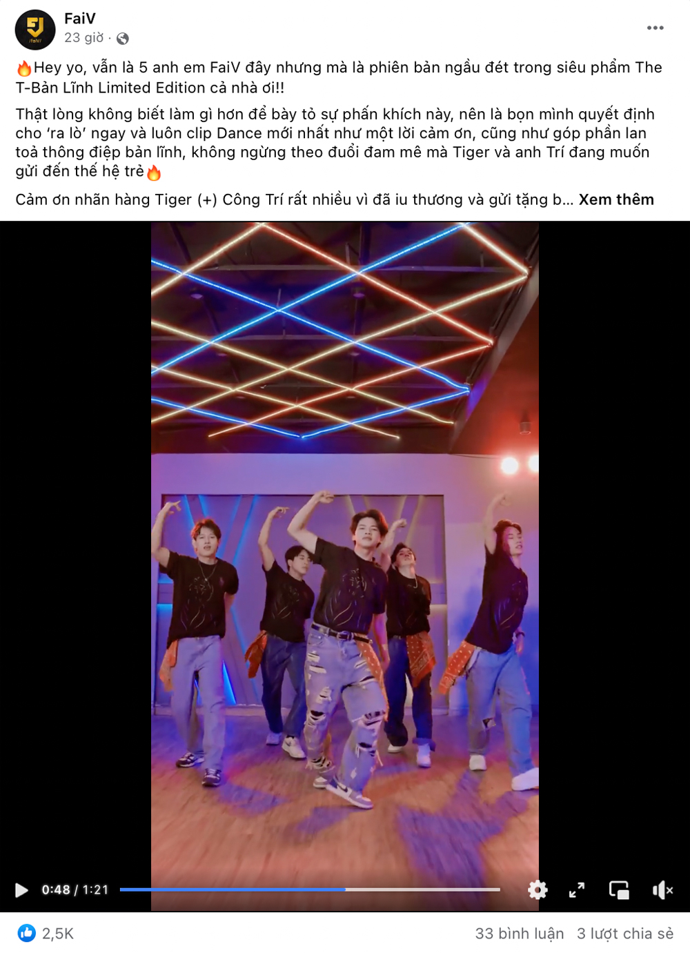 Gây bão Tiktok với những sản phẩm triệu view, 5 chàng trai FaiV khoe vũ đạo ấn tượng khi khoác lên mình phiên bản giới hạn "The T-Bản Lĩnh", minh chứng cho những nỗ lực mà nhóm đã trải qua tại phòng tập hay cả trên đường phố