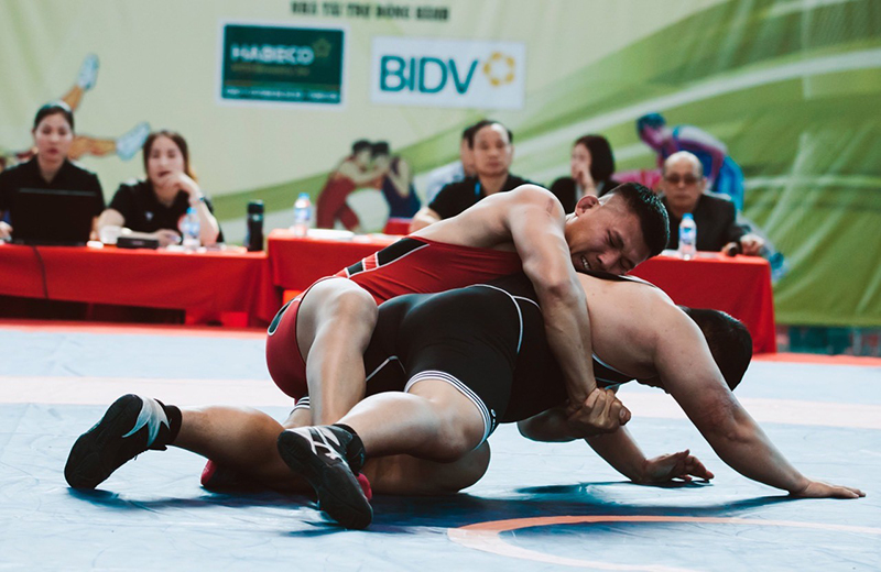 Hoàng Văn Nam đã đại diện đoàn thể thao Hải Phòng tham gia thi đấu với đối thủ của nội dung vật tự do và vật cổ điển.
