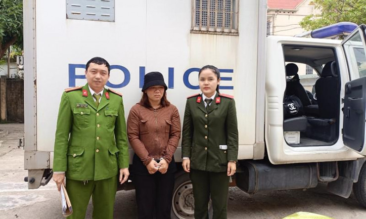 Nguyễn Thị Quý thời điểm bị bắt giữ. Ảnh: CA