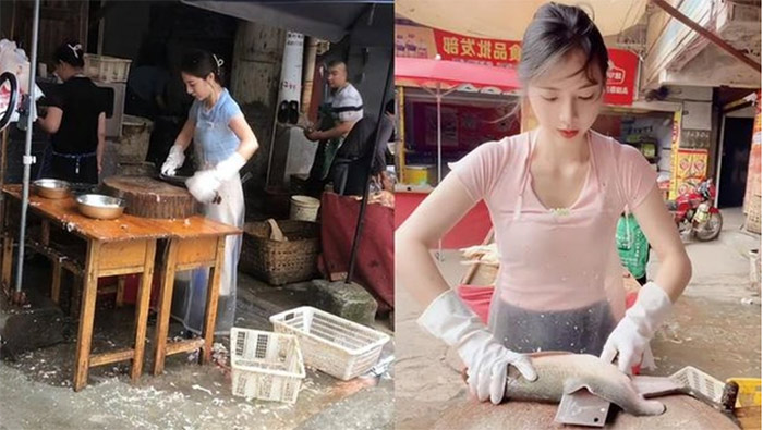 Quá xinh đẹp, cô gái rang cơm bỗng nổi như cồn, gây náo loạn cả khu chợ - 3