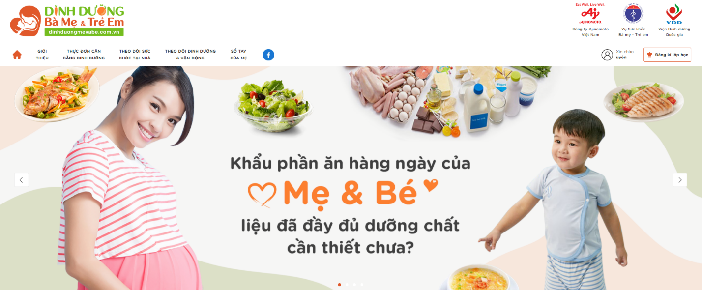 Đăng nhập vào nền tảng website www.dinhduongmevabe.com.vn để trải nghiệm thực đơn phù hợp
