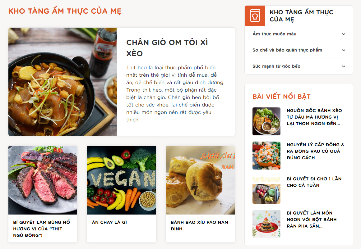 Chuyên mục Sổ tay của mẹ - nơi cập nhật những bài viết về dinh dưỡng và ẩm thực