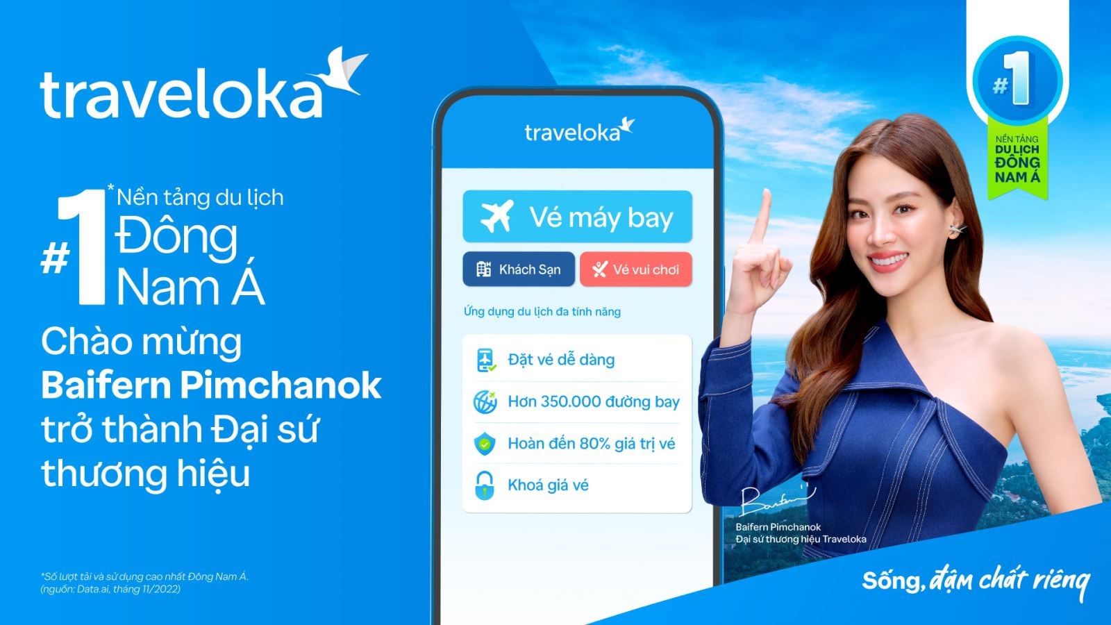 Baifern Pimchanok sẽ là gương mặt đại diện của Traveloka tại Thái Lan và Việt Nam.
