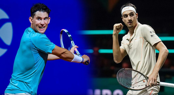 Dominic Thiem (trái) thắng 1 và thua 1 trong 2 lần gặp Lorenzo Sonego trước đây