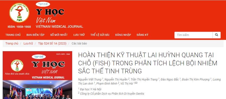 Nghiên cứu mới về kỹ thuật FISH trong phân tích Lệch bội nhiễm sắc thể tinh trùng của GENTIS và Đại học Y Hà Nội - 2