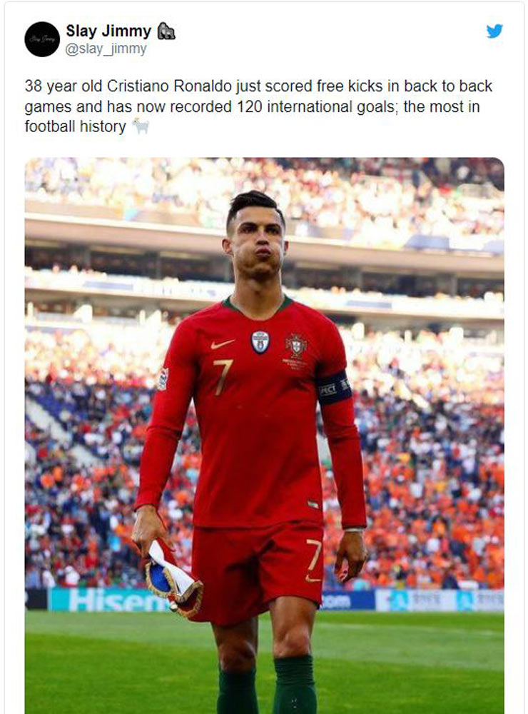 Ronaldo liên tiếp đá phạt ghi bàn: Fan khen hay nhất lịch sử, sớm vượt Messi - 4