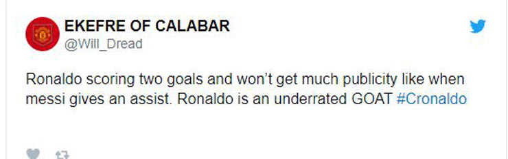 Các fan khen Ronaldo vĩ đại nhất lịch sử và tin anh bị đánh giá thấp hơn trình độ thực sự so với Messi