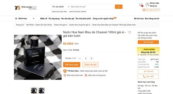 &nbsp;Nước hoa Bleu De Chanel 100ml giá rẻ bèo được chào bán trên mạng chỉ có 60.000 đồng/1 chai.