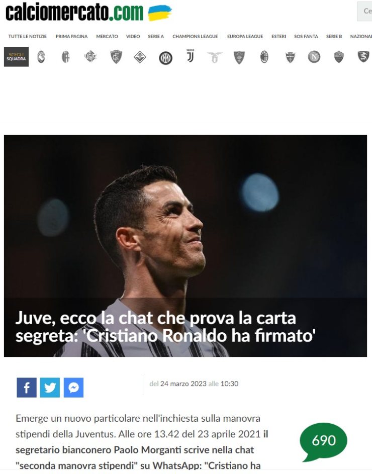 Thông tin Ronaldo tiếp tay cho Juventus được công bố vào ngày hôm qua, 24/3