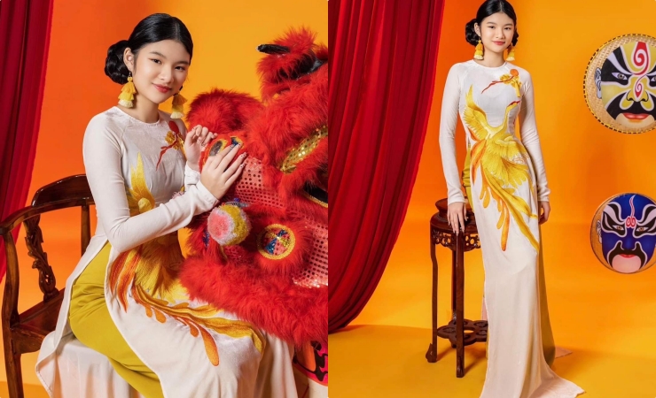 Dịp lễ Tết truyền thống, Bảo Tiên đều diện áo dài khoe nhan sắc xinh đẹp.&nbsp;
