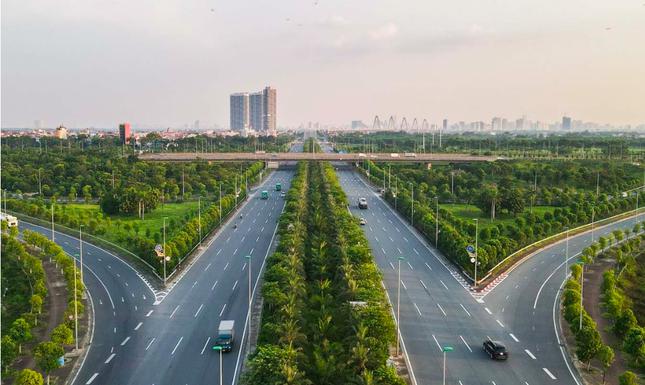 Cây xanh được trồng trên đại lộ Thăng Long.