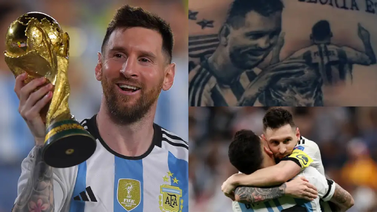 Trung vệ Otamendi xăm hình Messi lên người