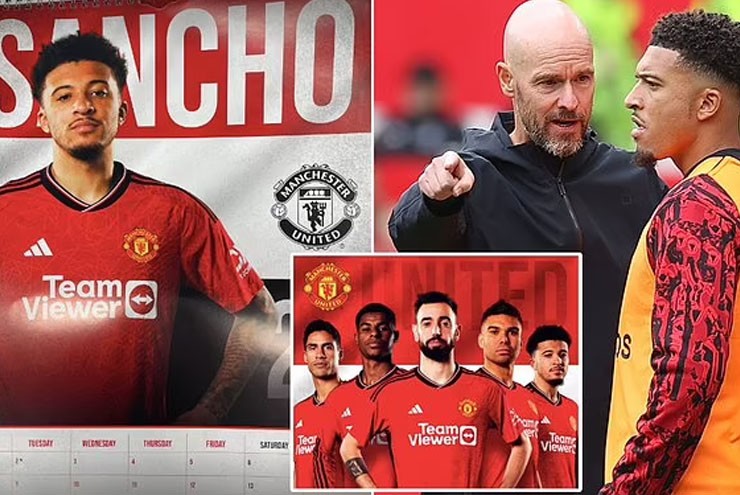 Hình ảnh Sancho xuất hiện trên cuốn lịch năm 2024 của MU