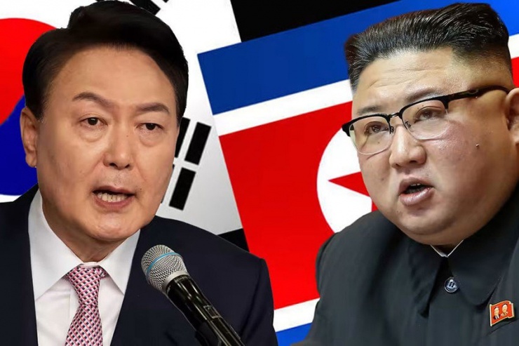 Tổng thống Hàn Quốc Yoon Suk Yeol (trái) và lãnh đạo Triều Tiên Kim Jong-un. Ảnh: AP và KCNA