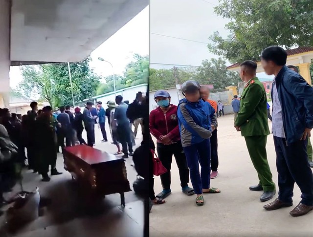 Rất đông người thân có mặt tại Trung tâm Y tế huyện Anh Sơn yêu cầu làm rõ nguyên cái chết của nữ sinh lớp 7